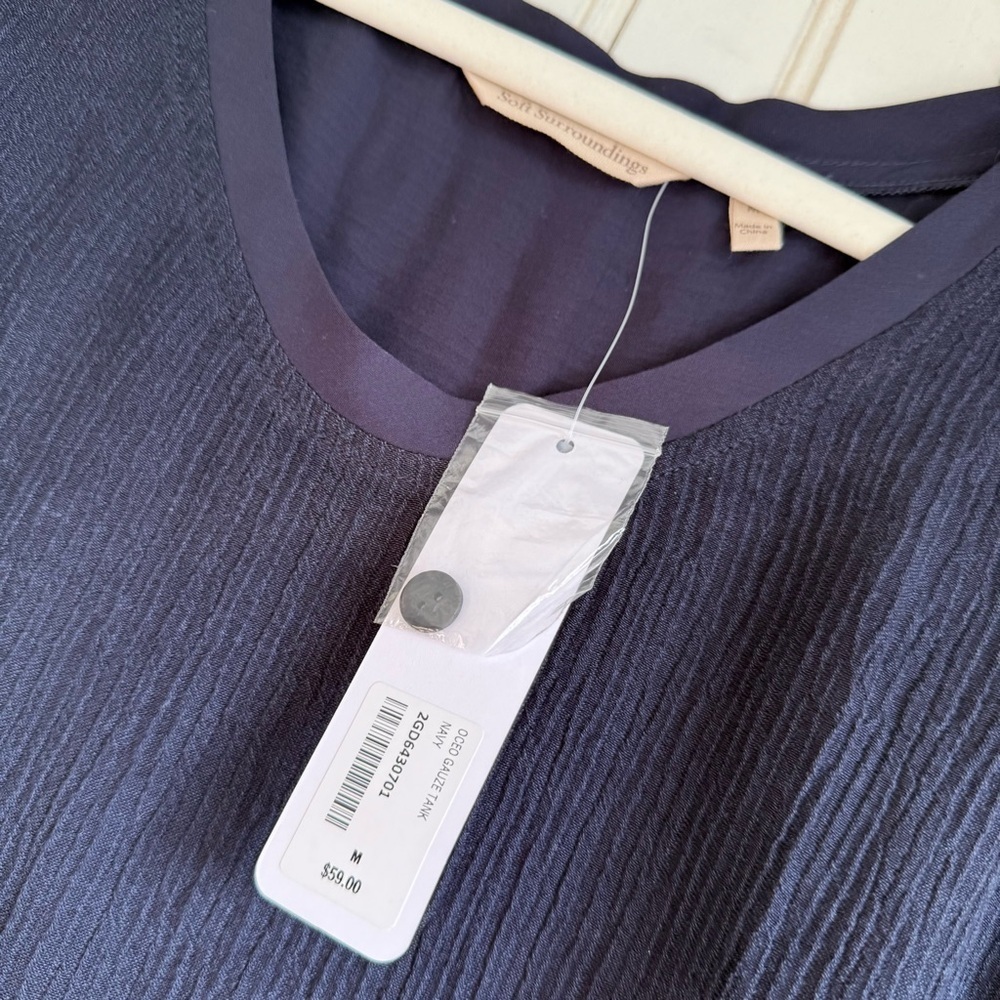 Soft Surroundings Size M Oceo Gauze Tank and Topper Set in Navy Blue NEW! - Picture 8 of 16